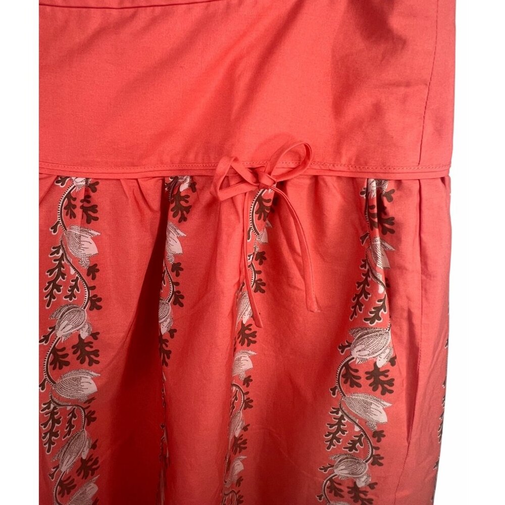 J.Crew Apricot Pink Floral A-Line Pleated Tulip Cotton Skirt Women's Size 12 - Picture 4 of 13